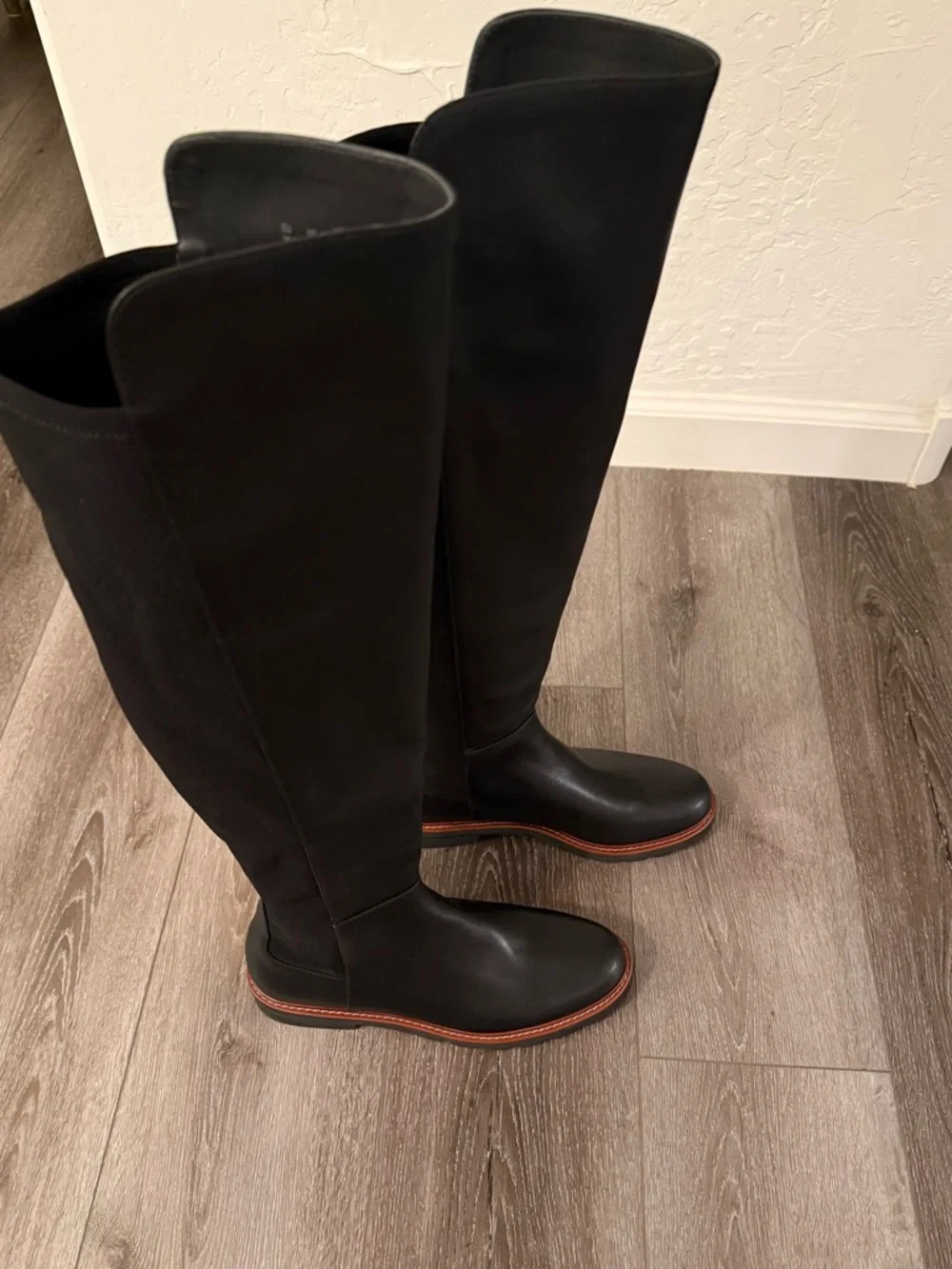 Stuart Weitzman Black Leather Adrina City Boot Over The Knee Boots Size 9 / 39.5